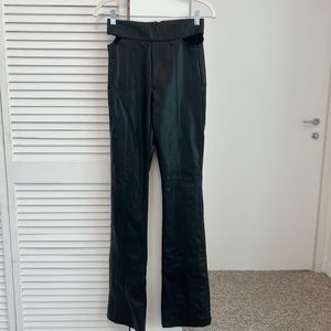 Black faux leather cutout pants
